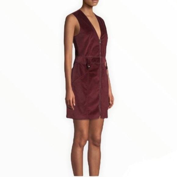 NWT Veronica Beard Orial Burgundy Red Corduroy Zip Front Mini Dress Size 8 - Picture 3 of 14